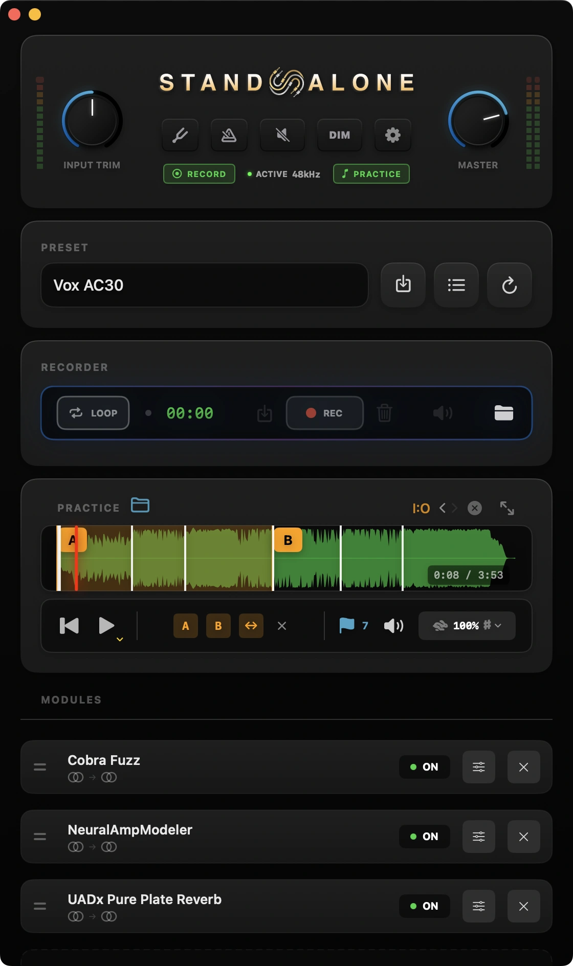 Standalone app interface